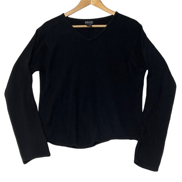 NY & Co  Sweater Size XL Black Acrylic V-Neck Long Sleeve SOFT Goth - Picture 14 of 16